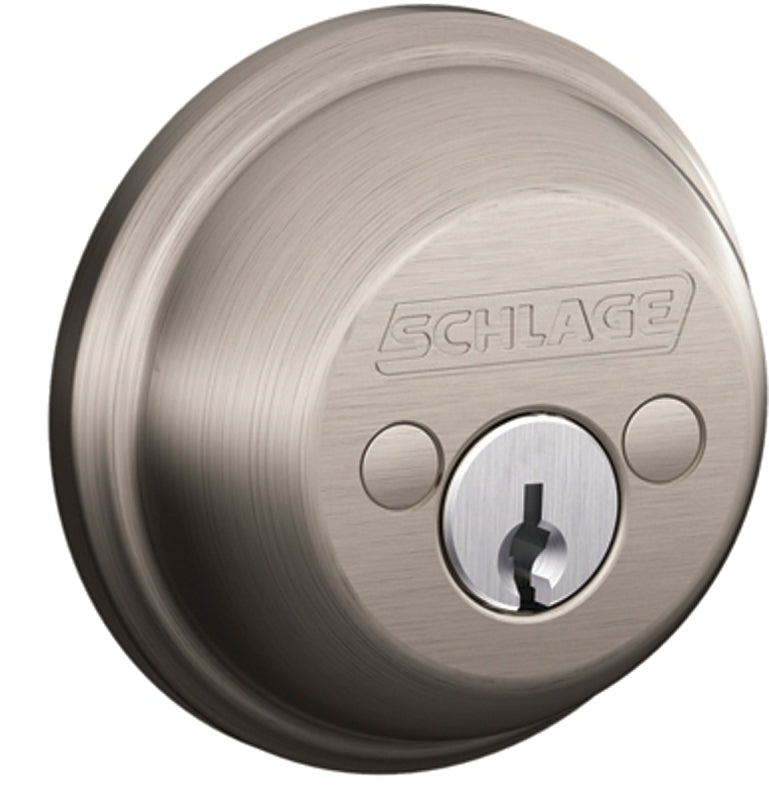 SCHLAGE LOCK Schlage B62NV 619 Deadbolt, 1 Grade, SC1 Key, Metal, Satin Nickel, 2-3/8, 2-3/4 in Backset, C Keyway HARDWARE & FARM SUPPLIES SCHLAGE LOCK