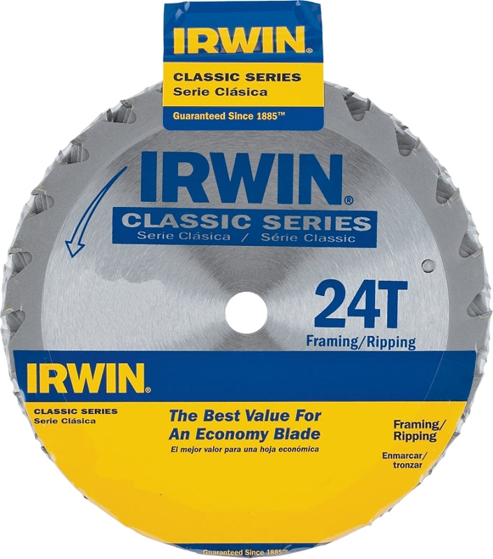 IRWIN Irwin 15120 Circular Saw Blade, 6-1/2 in Dia, 5/8 in Arbor, 24-Teeth, Carbide Cutting Edge, Applicable Materials: Wood TOOLS IRWIN
