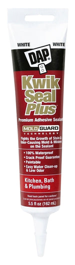 DAP DAP 18526 Adhesive Sealant, White, 24 hr Curing, -20 to 180 deg F, 5.5 oz Tube PAINT DAP