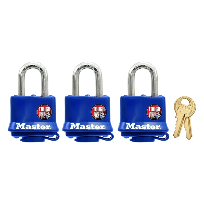 MASTER LOCK Master Lock 312TRI Padlock, Keyed Alike Key, 9/32 in Dia Shackle, 1-1/16 in H Shackle, Steel Shackle, Steel Body