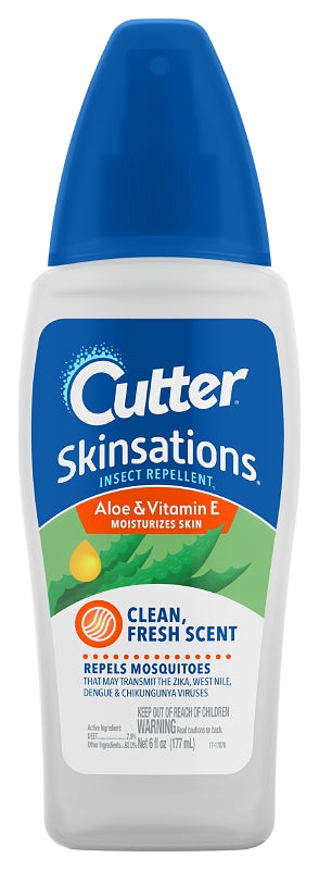 CUTTER Cutter SKINSATIONS 54010-6 Insect Repellent, 6 fl-oz Bottle, Liquid, Water White, Alcohol LAWN & GARDEN CUTTER