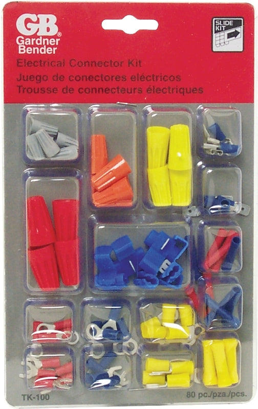 GB Gardner Bender TK-100 Wire Connector Kit, Solderless, Assorted, For: 22 to 10 AWG Wire, 80 -Piece ELECTRICAL GB