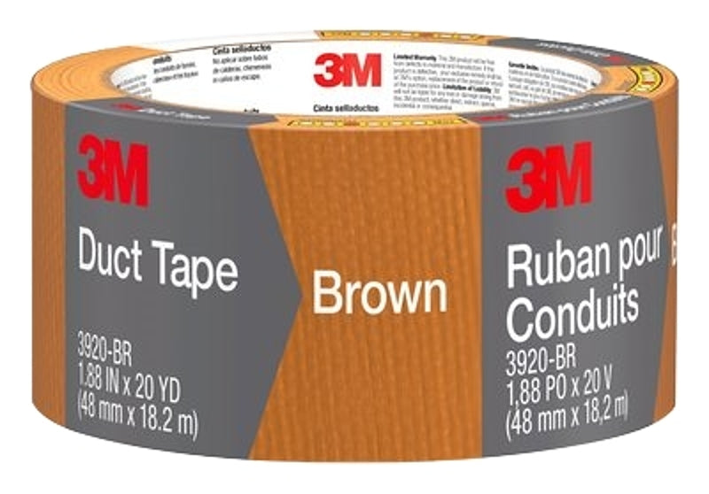 3M Scotch 3920-BR Duct Tape, 20 yd L, 1.88 in W, Polyethylene-Coated Cloth Backing, Brown
