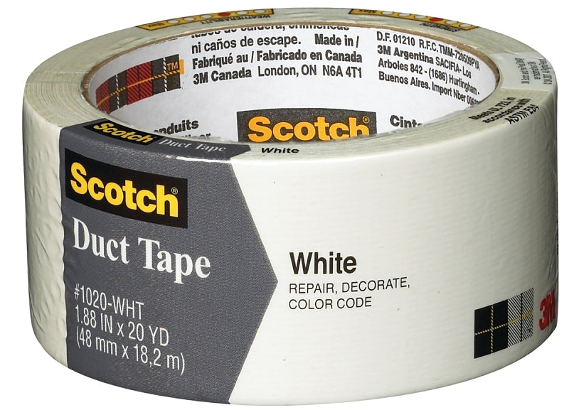 3M Scotch 3920-WH Duct Tape, 20 yd L, 1.88 in W, White