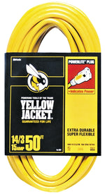YELLOW JACKET CCI 2887 Extension Cord, 14 AWG Cable, 50 ft L, 15 A, 125 V, Yellow ELECTRICAL YELLOW JACKET