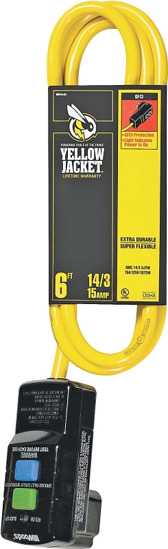 WOODS CCI 2879 Extension Cord, 6 ft Cable, 15 A, 125 V, Yellow