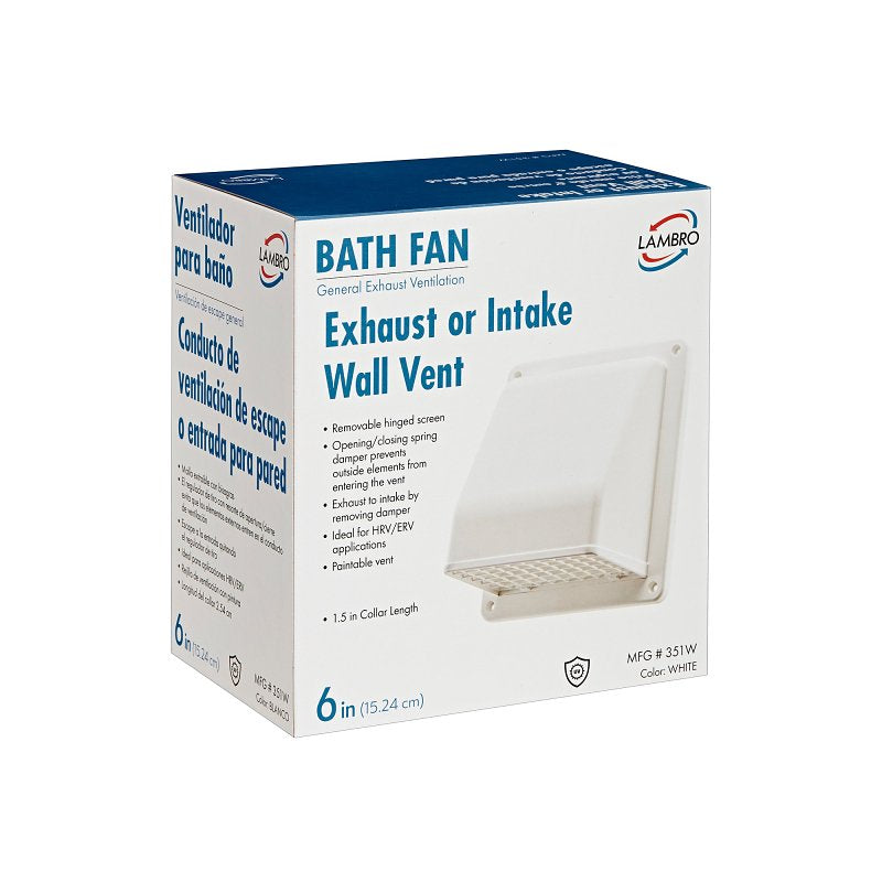 LAMBRO Lambro 351GR/351G Wall Cap, Plastic, Gray, For: Round Ducts PLUMBING, HEATING & VENTILATION LAMBRO