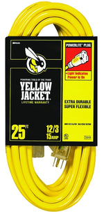 YELLOW JACKET CCI 2883 Extension Cord, 12 AWG Cable, 25 ft L, 15 A, 125 V ELECTRICAL YELLOW JACKET