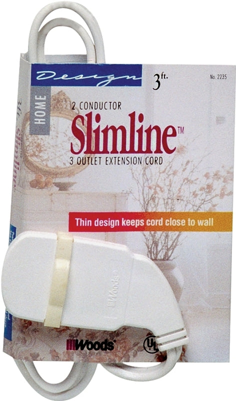 WOODS CCI 2235 Extension Cord, 16 AWG Cable, 3 ft L, 125 V, White