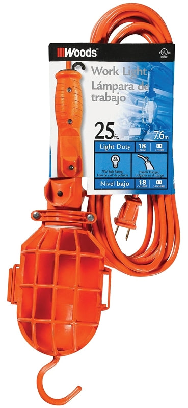 WOODS CCI 0201 Work Light with Plastic Guard, 125 V, Orange ELECTRICAL WOODS