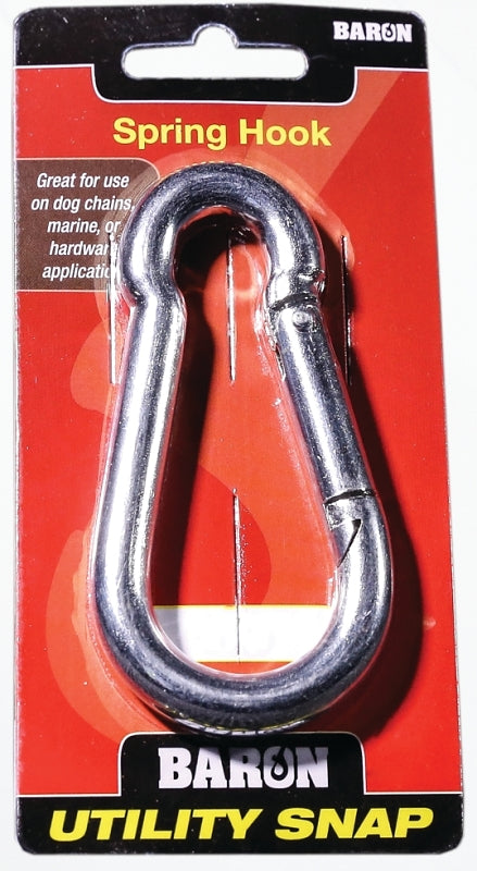 BARON Baron C-2450-3/8 Spring Hook Snap Link, 400 lb Working Load, Steel, Nickel HARDWARE & FARM SUPPLIES BARON