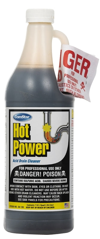 COMSTAR ComStar Hot Power 30-135 Drain Cleaner, Liquid, Amber, Sharp, 1 qt Bottle PLUMBING, HEATING & VENTILATION COMSTAR