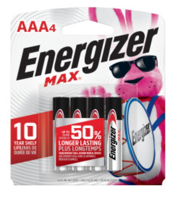 ENERGIZER BATTERY Energizer E92BP-4 Battery, 1.5 V Battery, 1250 mAh, AAA Battery, Alkaline, Manganese Dioxide, Zinc, 4/PK ELECTRICAL ENERGIZER BATTERY