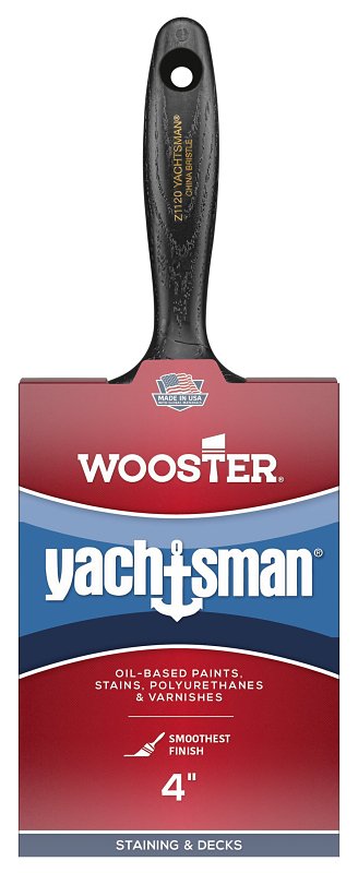 WOOSTER BRUSH Wooster Yachtsman Z1120-4 Paint Brush, 4 in W, Flat Brush, 3-1/8 in L Bristle, Synthetic China Bristle PAINT WOOSTER BRUSH