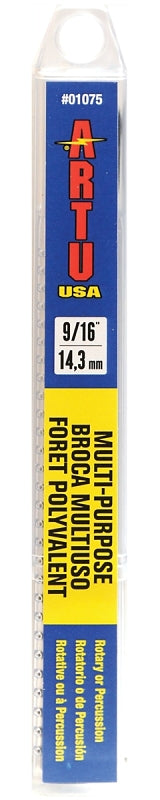 ARTU ARTU 01075 Jobber Drill Bit, 9/16 in Dia, 6-1/4 in OAL, Parabolic Flute, 3/8 in Dia Shank, Reduced Shank TOOLS ARTU