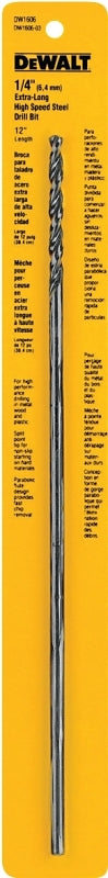 DEWALT DEWALT DW1606 Drill Bit, 1/4 in Dia, 12 in OAL, Extended Length, Parabolic Flute, 1/4 in Dia Shank TOOLS DEWALT