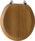 MAYFAIR Bemis 9601CP 378 Traditional Toilet Seat, Round, Wood, Natural Oak, Chrome Hinge