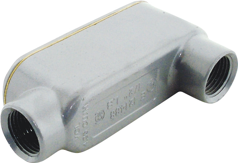 HALEX Halex 58605 Type LB Rigid Conduit Body, 1/2 in Hub, 4-1/4 in OAL, Threaded, Aluminum, Each ELECTRICAL HALEX