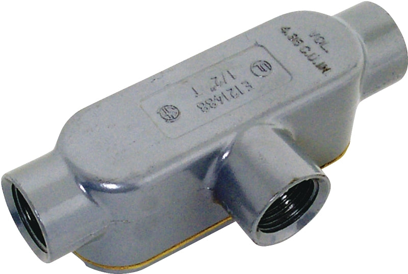 HALEX Halex 58805 Type T Rigid Conduit Body, 1/2 in Hub, 4-53/64 in OAL, Threaded, Aluminum, Each ELECTRICAL HALEX
