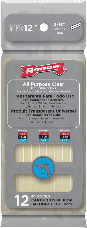 ARROW Arrow MG12 Glue Stick, Clear, 0 to 356 deg F Temperature