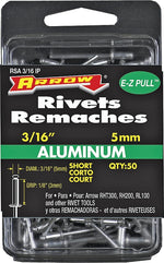 ARROW Arrow RSA3/16IP Pop Rivet, Short, 1/8 in Grip, 1/8 in L, Aluminum, Gray, 50/PK HARDWARE & FARM SUPPLIES ARROW