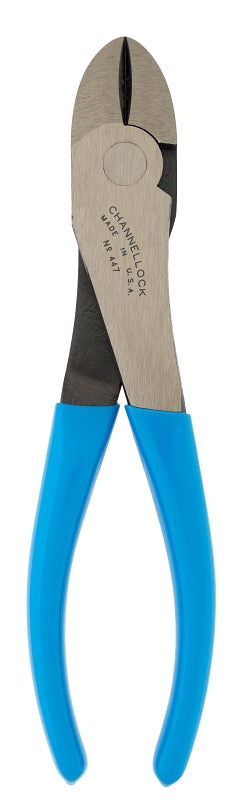 CHANNELLOCK Channellock 447 Diagonal Cutting Plier, 7-3/4 in OAL, Blue Handle, Ergonomic Handle, 1.06 in W Jaw, 1.02 in L Jaw