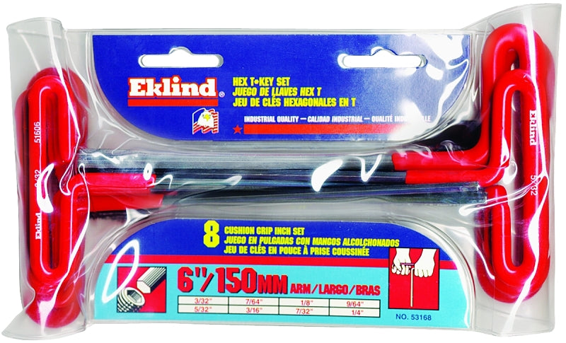 EKLIND Eklind 53168 Hex T-Key Set, Includes: 3/32 to 1/4 in Hex T-Keys, 8-Piece TOOLS EKLIND