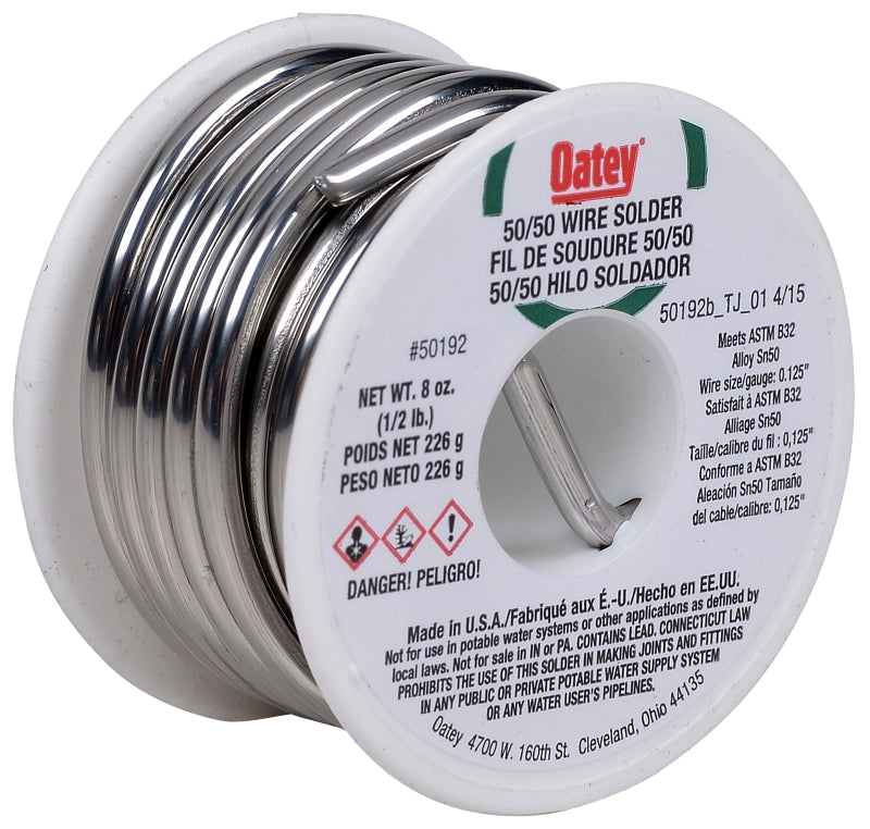 OATEY Oatey 50192 Leaded Wire Solder, 1/2 lb, Solid, Silver, 361 to 421 deg F Melting Point TOOLS OATEY