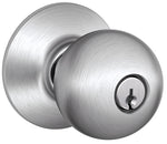 SCHLAGE LOCK Schlage F Series F51A CSVORB626KA4 Entry Knob, Orbit, Knob Handle, Satin Chrome, Metal, C Keyway, 2-3/4 in Dimensions HARDWARE & FARM SUPPLIES SCHLAGE LOCK