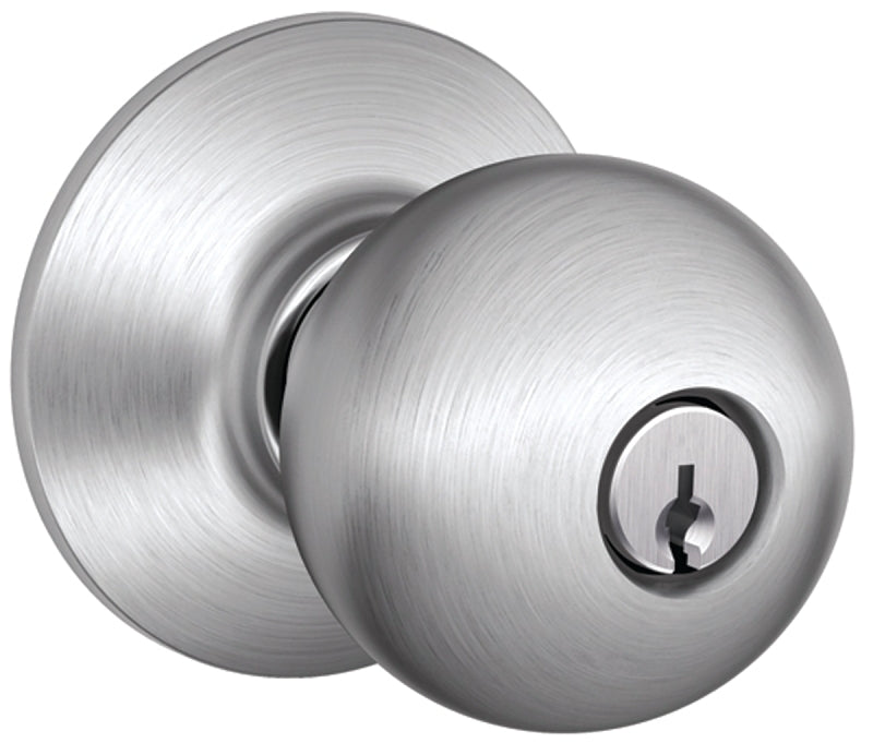 SCHLAGE LOCK Schlage F Series F51A CSVORB626KA4 Entry Knob, Orbit, Knob Handle, Satin Chrome, Metal, C Keyway, 2-3/4 in Dimensions HARDWARE & FARM SUPPLIES SCHLAGE LOCK