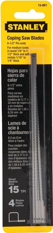 STANLEY STANLEY Fatmax 15-061 Coping Saw Blade, 6-1/4 in L, 15 TPI, HCS Cutting Edge TOOLS STANLEY