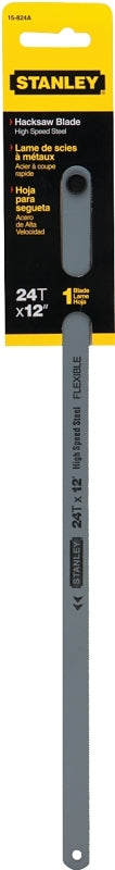 STANLEY STANLEY 15-824A Hacksaw Blade, 1/2 in W, 12 in L, 24 TPI, Steel Cutting Edge TOOLS STANLEY