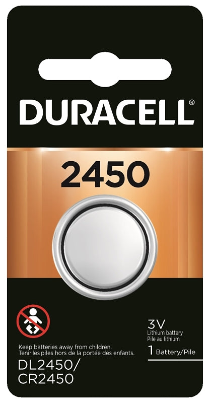 DURACELL Duracell DL2450BPK Battery, 3 V Battery, 600 mAh, CR2450 Battery, Lithium, Manganese Dioxide ELECTRICAL DURACELL