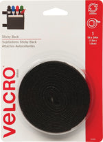 VELCRO BRAND VELCRO Brand 90086 Fastener, 3/4 in W, 5 ft L, Nylon, Black, 5 lb, Rubber Adhesive