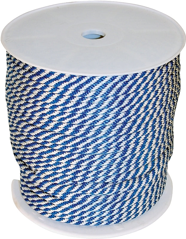TW EVANS CORDAGE Wellington 46446 Derby Rope, Solid Braided Rope Construction, Lock-Stitch End, 3/8 in Dia, 500 ft L, 183 lb Working Load