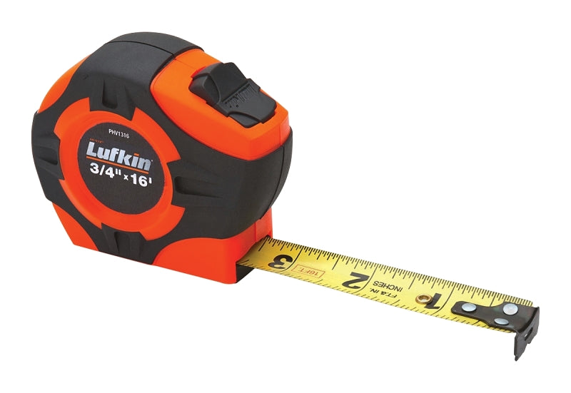 LUFKIN Crescent Lufkin PHV1316N Tape Measure, A2 Blade, 16 ft L Blade, 3/4 in W Blade, Steel Blade, Rubber Cushion Case ELECTRICAL LUFKIN