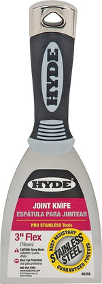 HYDE Hyde 06358 Putty Knife, 3 in W Blade, Stainless Steel Blade, Plastic Handle, Cushion-Grip Handle