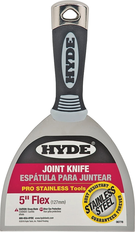 HYDE Hyde Pro Stainless 06778 Joint Knife, 5 in W Blade, 4-1/8 in L Blade, Stainless Steel Blade, Flexible Blade
