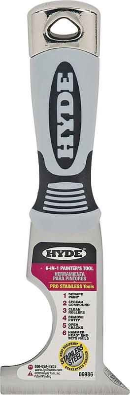 HYDE Hyde 06986 Multi-Tool, 2-1/2 in W Blade, 1-Edge Blade, Stainless Steel Blade, Plastic Handle, Soft Grip Handle PAINT HYDE