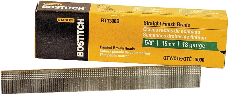 BOSTITCH Bostitch BT1300B Series Nail, Glue Collation, 5/8 in L, 18 Gauge, Steel, Coated, Brad Head, Smooth Shank, 3000/PK HARDWARE & FARM SUPPLIES BOSTITCH