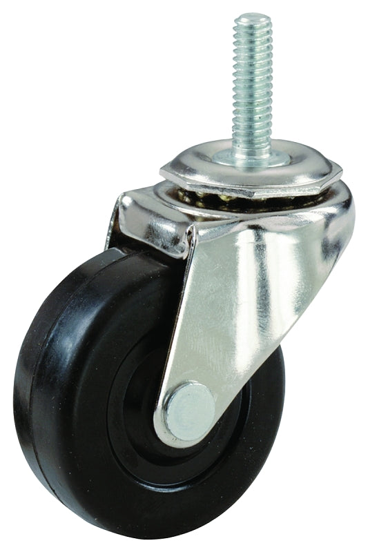 SHEPHERD Shepherd Hardware 9194 Swivel Caster, Stem Mounting, 2-5/8 in H Dimensions, 2 in Dia Wheel, Rubber Wheel, 80 lb