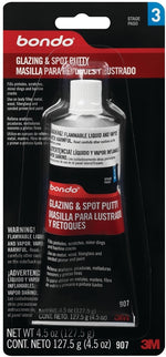 BONDO 3M 907 Glazing and Spot Putty, Liquid, Paste, Solvent, Red, 4.5 fl-oz Tube AUTOMOTIVE BONDO