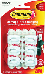 COMMAND Command 17006-VP Adhesive Hook, 0.5 lb, 18-Hook, Plastic, White