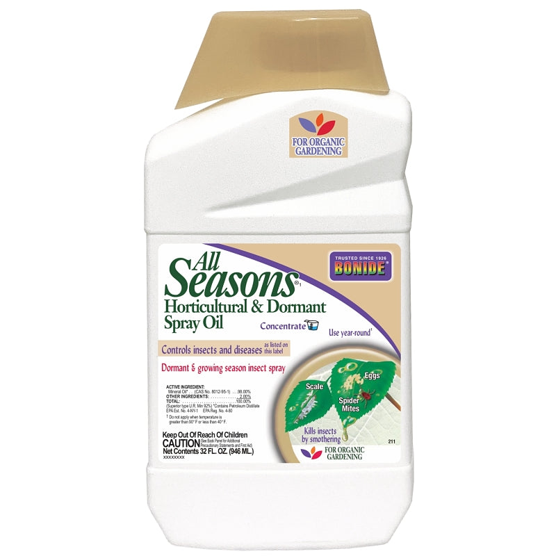 BONIDE Bonide All Seasons 211 Horticultural and Dormant Oil, Liquid, Spray Application, 1 qt Bottle LAWN & GARDEN BONIDE