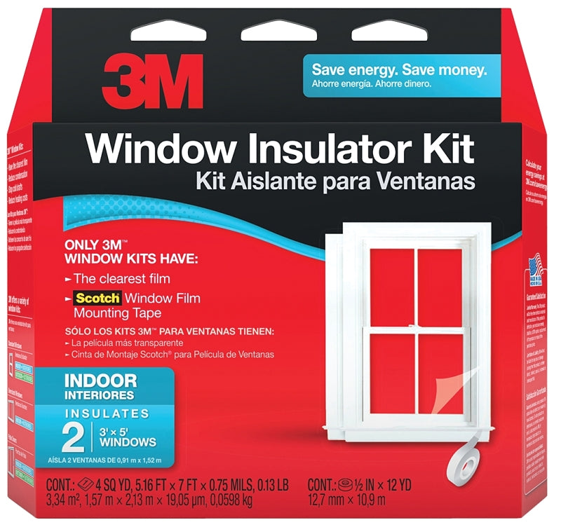 3M Scotch 2120 Window Insulation Kit, 60 in W, 0.75 mil Thick, 36 in L, Plastic, Clear