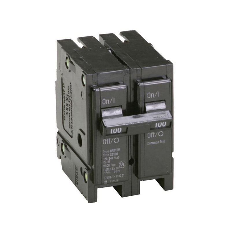 CUTLER-HAMMER Cutler-Hammer BR2100 Circuit Breaker, Type BR, 100 A, 2-Pole, 120/240 V, Plug