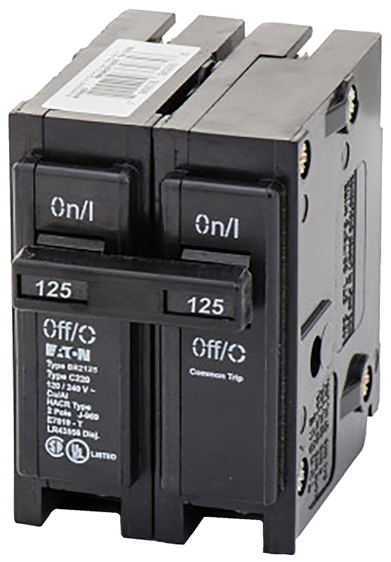 CUTLER-HAMMER Cutler-Hammer BR2125 Circuit Breaker, Mini, Type BR, 125 A, 2 -Pole, 120/240 V, Plug Mounting
