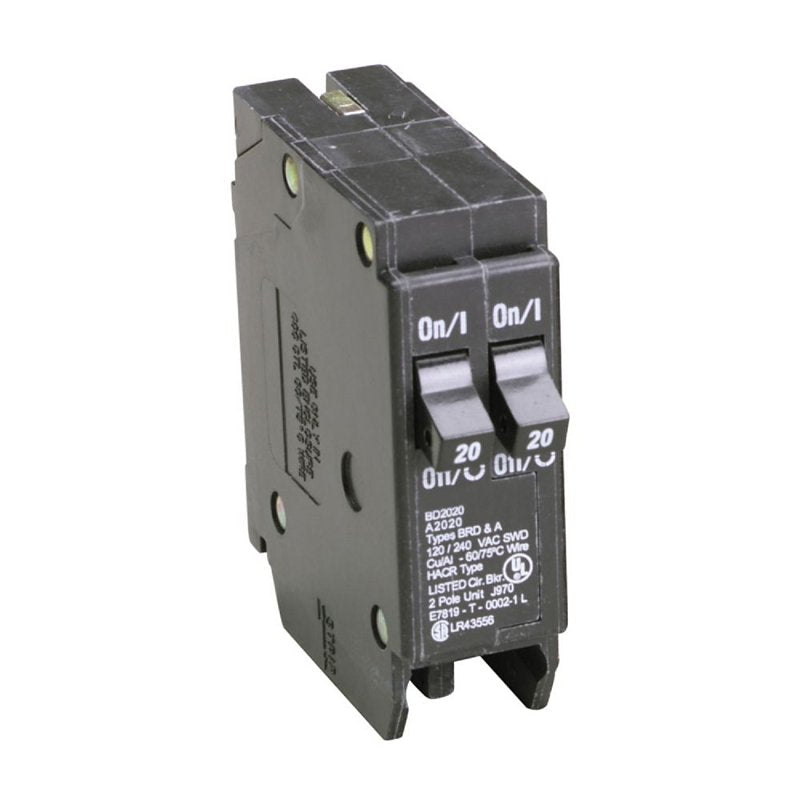 CUTLER-HAMMER Cutler-Hammer BD2020 Circuit Breaker with Rejection Tab, Duplex, Type BD, 20 A, 1-Pole, 120 V, Instantaneous Trip, Plug ELECTRICAL CUTLER-HAMMER