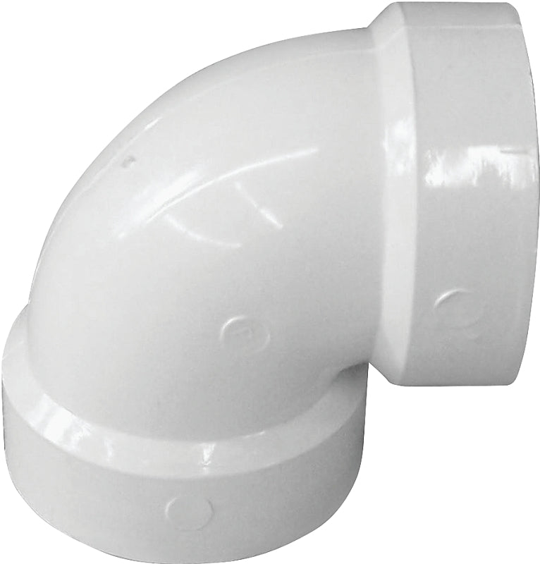IPEX USA LLC-CANPLAS IPEX 192201 Pipe Elbow, 1-1/2 in, Hub, 90 deg Angle, PVC, White, SCH 40 Schedule