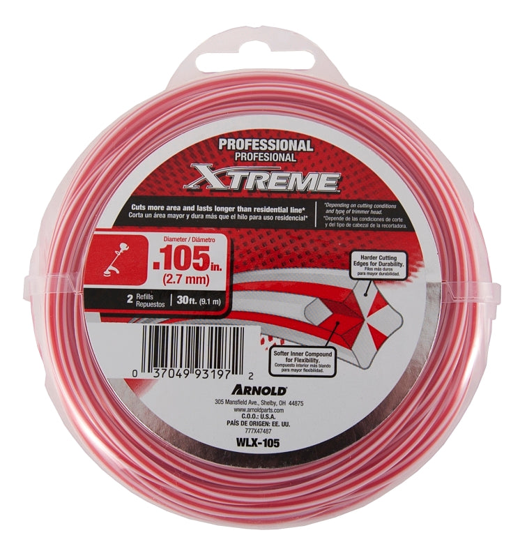 ARNOLD XTREME Arnold Xtreme Professional WLX-105 Trimmer Line, 0.105 in Dia, 30 ft L, Monofilament